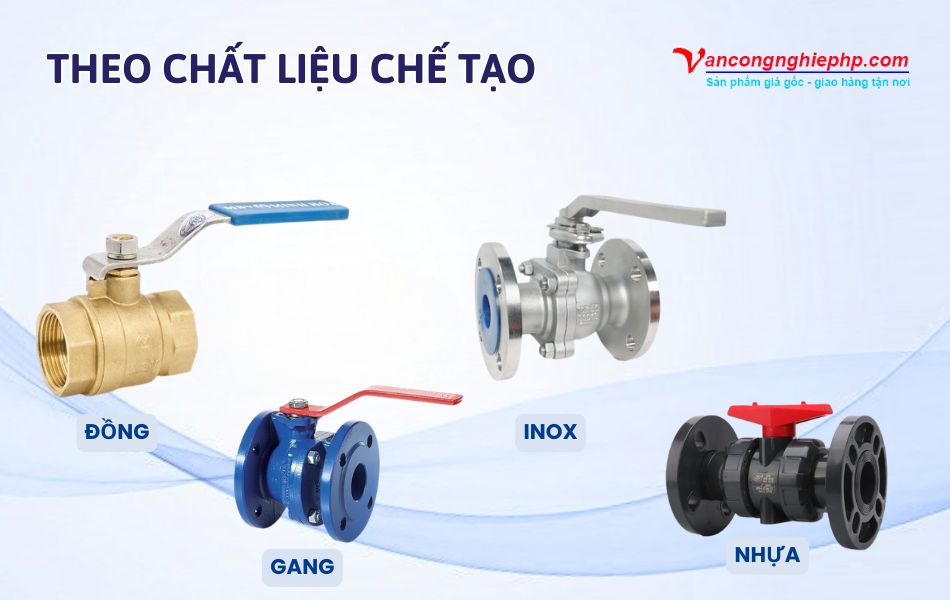 Phân loại van bi DN50 phi 60 theo chất liệu chế tạo