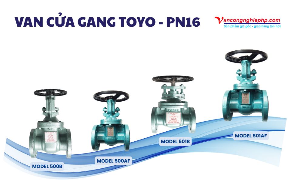 Các model van cửa gang PN16 thương hiệu Toyo