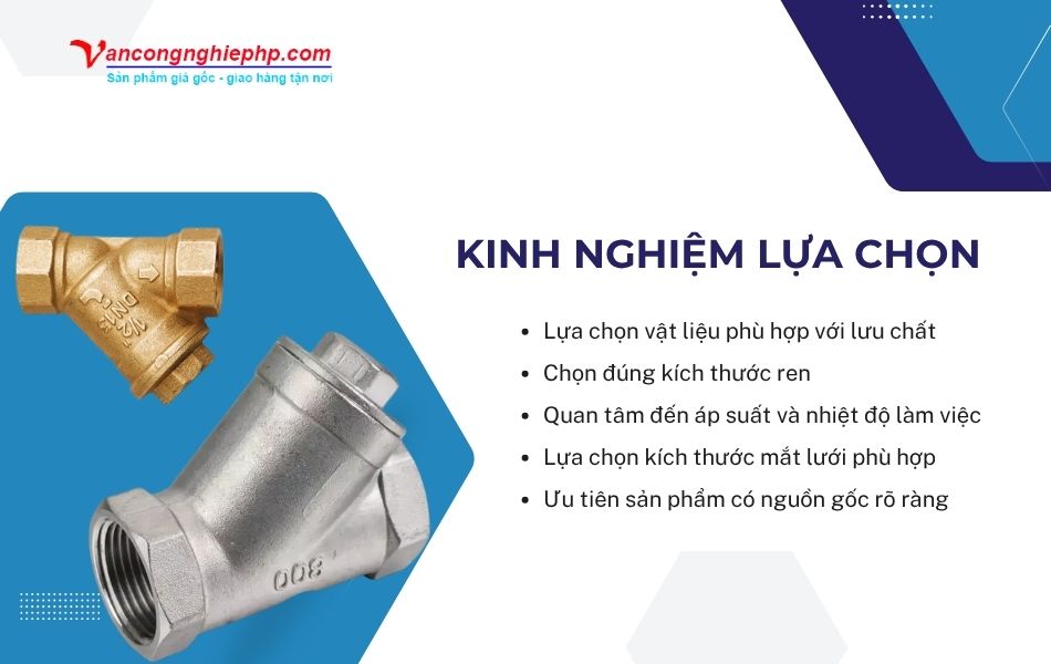 kinh nghiệm lựa chọn y lọc nối ren